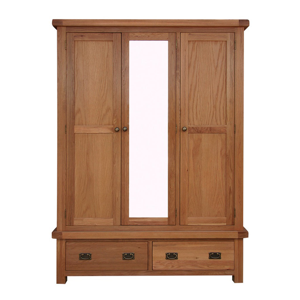 Oakham Oak 3 Door Wardrobe with Mirror