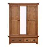 Oakham Oak 3 Door Wardrobe with Mirror
