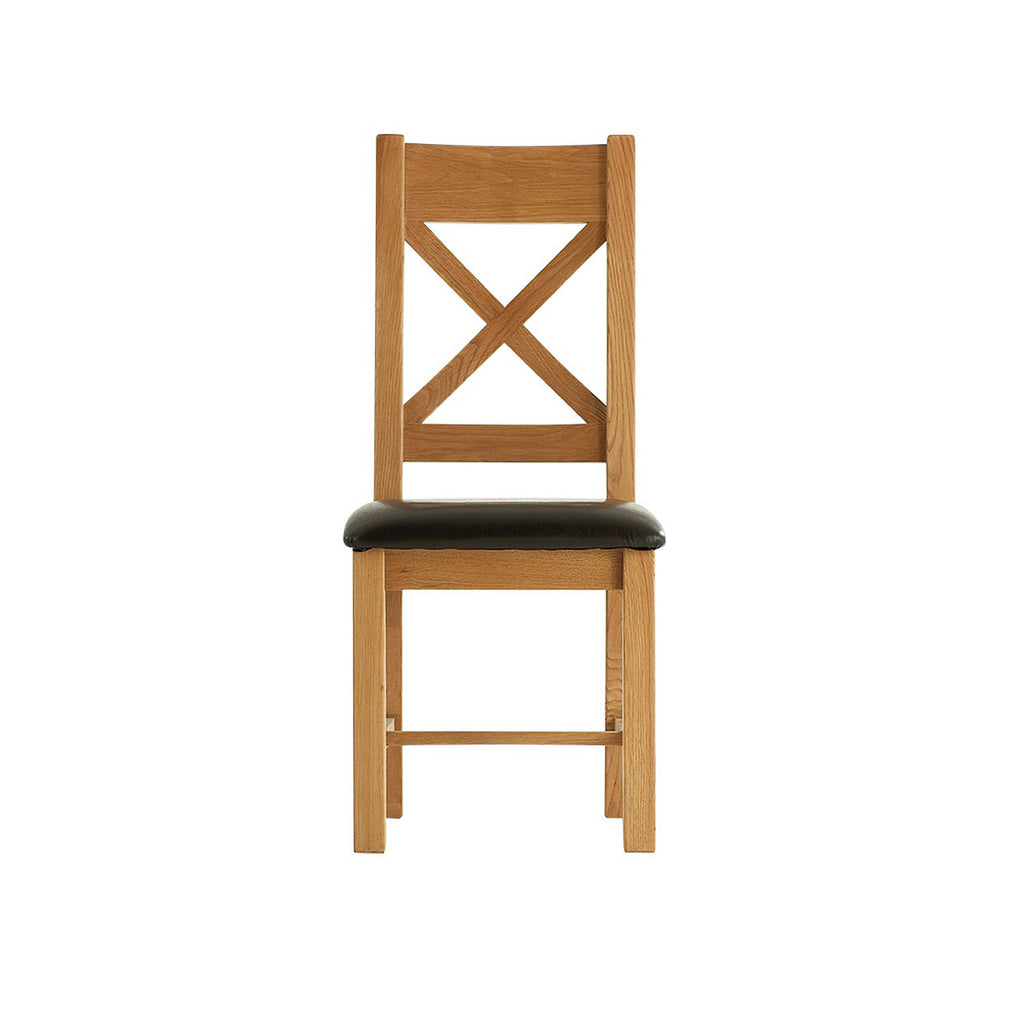 Oakham Oak Dining Chair - Cross Back Padded Seat