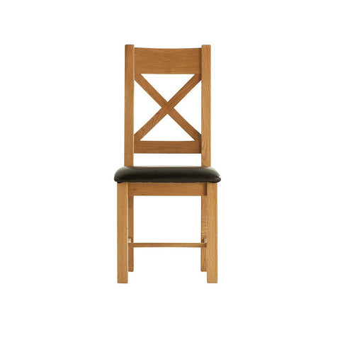Oakham Oak Dining Chair - Cross Back Padded Seat