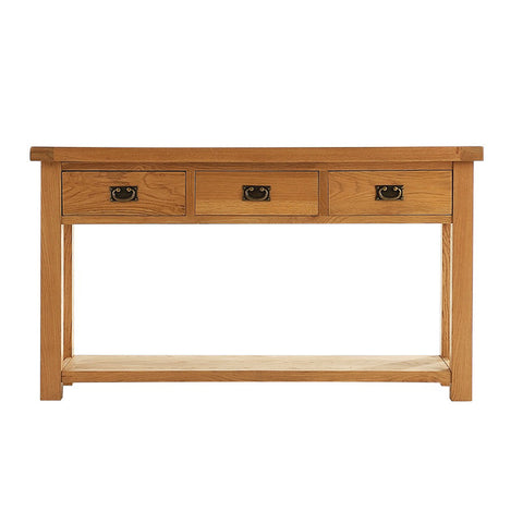 Oakham Oak Console Table - Large with 3 Drawers