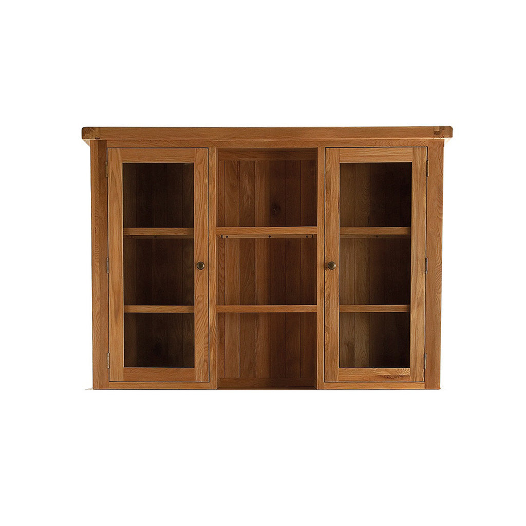 Oakham Oak Dresser Top - Large with Glazed Doors (goes with 2 Door, 6 Drawer Sideboard)