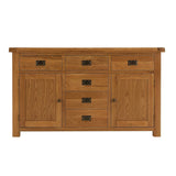 Oakham Oak Dresser Top - Large with Glazed Doors (goes with 2 Door, 6 Drawer Sideboard)
