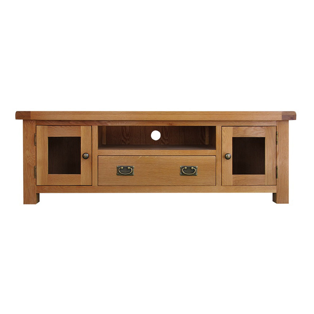 Oakham Oak TV Unit - Large with Glazed Doors