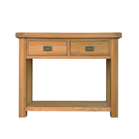 Oakham Oak Console Table - Medium with 2 Drawers