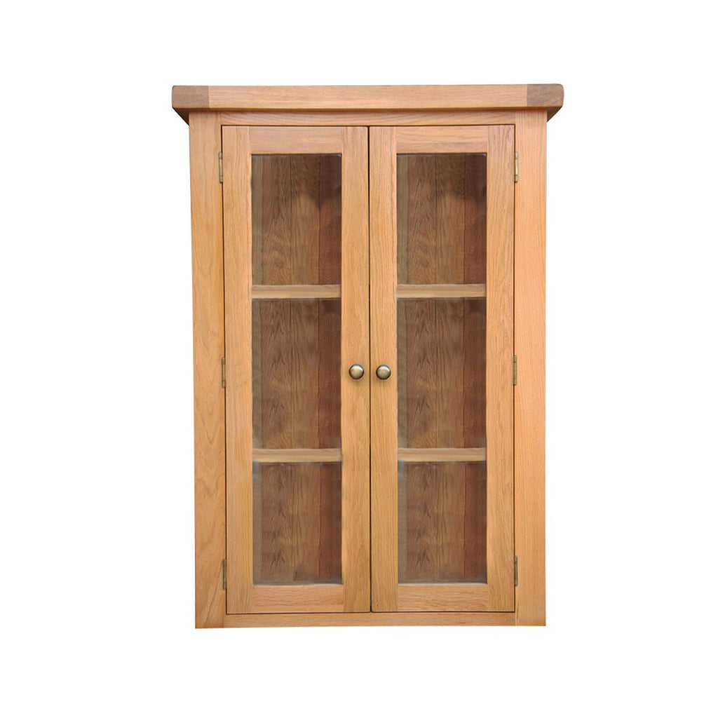 Oakham Oak Dresser Top - Small with Glazed Doors (goes with Small 2 Door, 1 Drawer Sideboard)