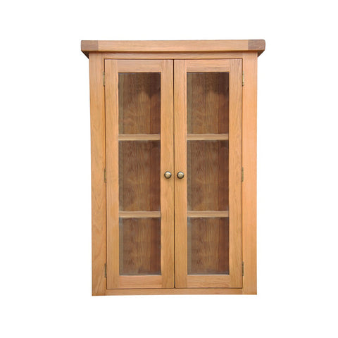 Oakham Oak Dresser Top - Small with Glazed Doors (goes with Small 2 Door, 1 Drawer Sideboard)